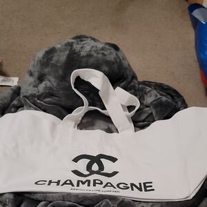 White Champagne Logo Tote Bag